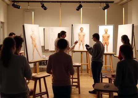 Life drawing session at Bloom Atelier — participants sketching a figure model in the Dublin studio
