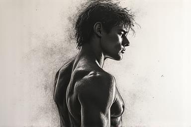 Student life drawing portfolio piece — charcoal figure study from weekly session